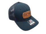 Black Richarson Youth Hat with custom leather laser engraved hat patch