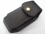 Black Custom Leather Cell Phone Case/Holster for Belt. With EMF radiation protection. Snap Closure